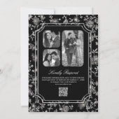 黒ChinoiserieクレストQRコード結婚ズ 招待状 (裏面)