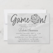 黒D20ゲームオン | RPGテーブルトップファンタジーサイコロ 招待状 (正面)