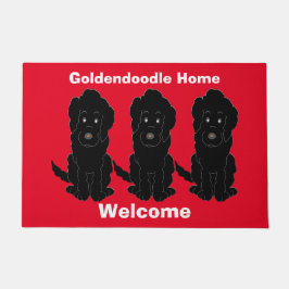 黒Goldendoodle犬の設計のdoormat ドアマット