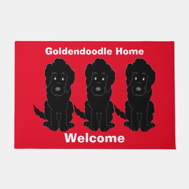 黒Goldendoodle犬の設計のdoormat ドアマット (正面)
