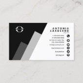 黒ID812の任意の3色ジオメトリックとロゴ白 名刺 (裏面)