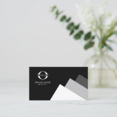 黒ID812の任意の3色ジオメトリックとロゴ白 名刺 (スタンド正面)