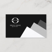 黒ID812の任意の3色ジオメトリックとロゴ白 名刺 (正面)