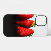 黒Iphcnaの上の白のイチゴ iPhoneケース (裏面横)