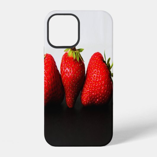 黒Iphcnaの上の白のイチゴ iPhoneケース (裏面)