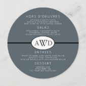 黒nグレーラウンド結婚のモノグラムメニューテンプレート メニュー (正面)