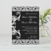 黒nホワイトサークルダマスクウェディング招待状 招待状 (スタンド正面)