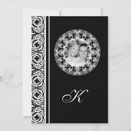 黒nホワイトサークルダマスクウェディング招待状 招待状 (裏面)