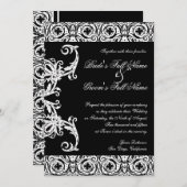 黒nホワイトサークルダマスクウェディング招待状 招待状 (正面/裏面)