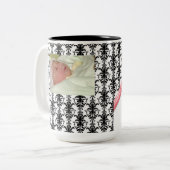 黒nホワイトダマスクジュエリーブリンベビーガール ツートーンマグカップ (正面左)
