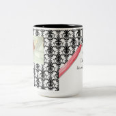 黒nホワイトダマスクジュエリーブリンベビーガール ツートーンマグカップ (中央)