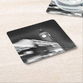 黒nホワイトビッグベン – ダブルデッカーバス – ロンドン スクエアペーパーコースター (アングル)