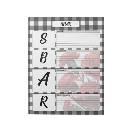 黒n白フローラ_ SBARテンプレート ノートパッド (回転)