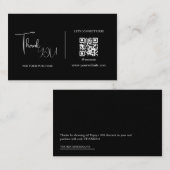 黒QRコードサンキューカード割引コード 名刺 (正面/裏面)