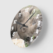 黒Rhinoウォールクロック ラウンド壁時計 (傾斜)