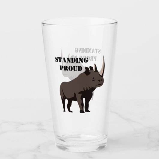 黒Rhino立誇りを持ったち タンブラーグラス (正面)