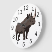 黒Rhino立誇りを持ったち ラージ壁時計 (傾斜)