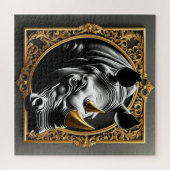 黒Rhino金ゴールド装飾枠 ジグソーパズル (横)