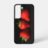 黒Sgcnaのイチゴ3個 Samsung Galaxyケース (裏面)