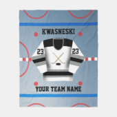 黒W|グレーアイスホッケーリンク|プレーヤージャージー フリースブランケット (正面)