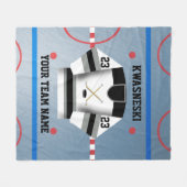 黒W|グレーアイスホッケーリンク|プレーヤージャージー フリースブランケット (正面(横))