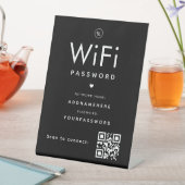 黒WiFiパスワードコードビジネスロゴQRコード 台座サイン (インサイチュ)