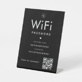 黒WiFiパスワードコードビジネスロゴQRコード 台座サイン (正面)