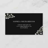 黙したパステル調の水彩画のアジサイの花柄|の黒 名刺 (裏面)