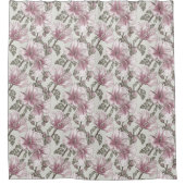 黙したピンクのハイビスカスの花模様 シャワーカーテン (正面)