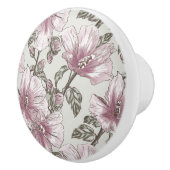 黙したピンクのハイビスカスの花模様 セラミックノブ (右)