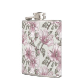 黙したピンクのハイビスカスの花模様 フラスク (左)