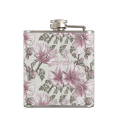 黙したピンクのハイビスカスの花模様 フラスク (裏面)