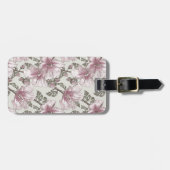 黙したピンクのハイビスカスの花模様 ラゲッジタグ (正面横)