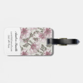 黙したピンクのハイビスカスの花模様 ラゲッジタグ (裏面横)