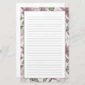黙したピンクのハイビスカスの花模様 便箋 (正面/裏面)