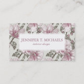 黙したピンクのハイビスカスの花模様 名刺 (正面)