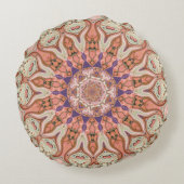 黙したピンクの曼荼羅の円形の装飾用クッション ラウンドクッション (裏面)