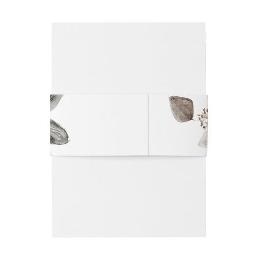 黙した赤面のピンクの花柄|の水彩画の暗闇の群葉 招待状ベリーバンド (裏面例)