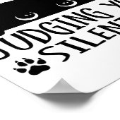 黙っおもしろいて皮肉な猫と判断する黒猫 ポスター (角)