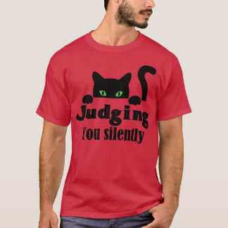 黙っおもしろいて皮肉な猫と判断する黒猫 Tシャツ
