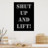 黙って持ち上げて！重量挙げエクササイズポスター ポスター (キッチン)