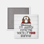 黙って文法皮肉フクロウを修正 マグネット (正面/裏面)