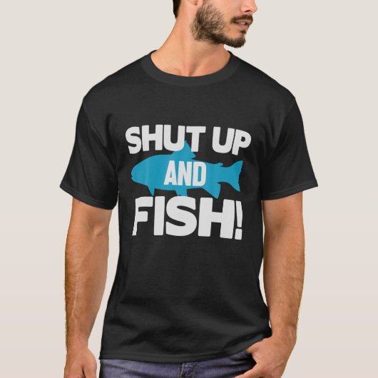 黙って漁師を釣おもしろいる Tシャツ (正面)