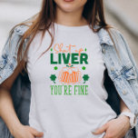 黙って肝臓あなたが素晴らしセントパテおもしろいリック引用文 Tシャツ<br><div class="desc">シャットアップリバ素晴らしーおもしろい、オレンジに緑のシャムロックとビールの染みを持つセントパトリック引用文タイポグラフィ。オレンジ色でカスタマイズ可能な名前。</div>
