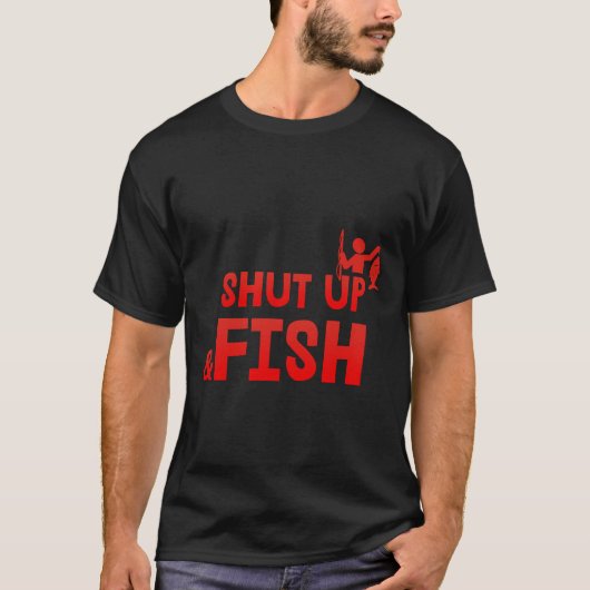 黙って魚の引用文漁師 Tシャツ (正面)