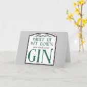 黙って、座って、ジンを飲みなさい カード (黄色い花)