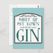 黙って、座って、ジンを飲みなさい ポストカード (正面/裏面)