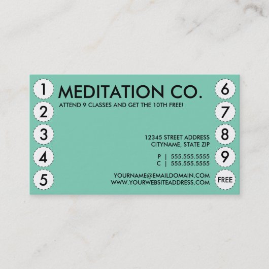 黙想のパンチカード ロイヤリティカード (正面)