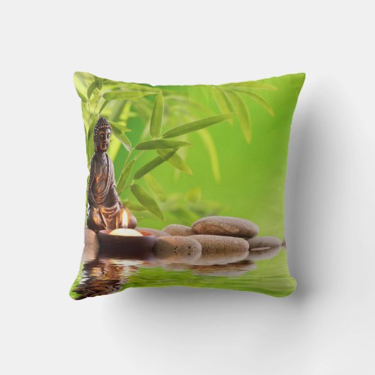 黙想の仏の仏教の禅の黙想の詩 クッション (裏面)