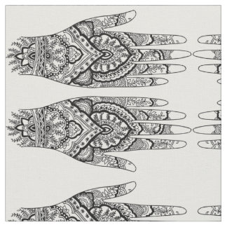 黙想の刺激を受けたなMehndi手の生地 ファブリック
